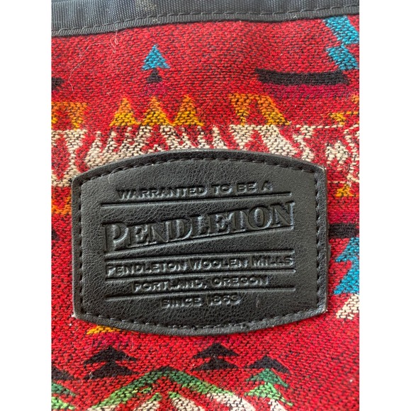 Pendleton Tote Bag Red Southwest Geometric Pattern Canvas Aztec wool boho - Picture 2 of 8